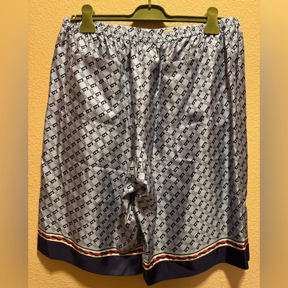 New Gucci G Logo Silk Shorts Blue Size 52 / Fits Like a US L 34 - 38 Waist - Picture 7 of 10